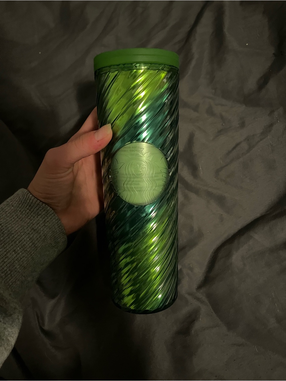 Starbucks Green and Teal Swirl Tumbler with Matte Green Lid